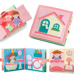 Toddlers Montessori Busy Book 3D Baby Story Cloth Activities Book